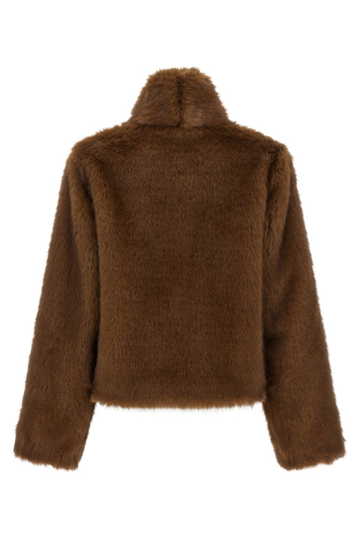 'Farrah First' eco-fur coat Brown