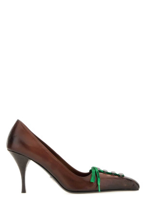 Brown leather pumps PRADA (1I612OFA085V69)