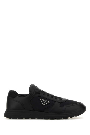Black leather and fabric sneakers Black PRADA (2EE444FG0003LNW)