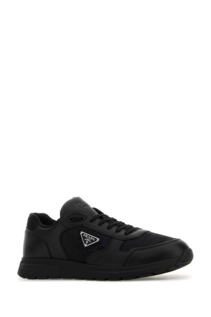 Black leather and fabric sneakers Black PRADA (2EE444FG0003LNW)