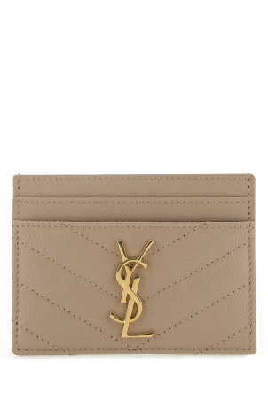 Beige leather card holder SAINT LAURENT (423291BOW01)