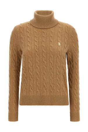Braided turtleneck sweater Beige