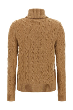 Braided turtleneck sweater Beige
