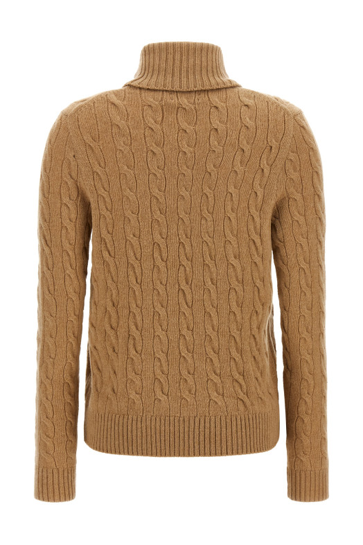 Braided turtleneck sweater Beige