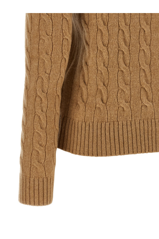 Braided turtleneck sweater Beige
