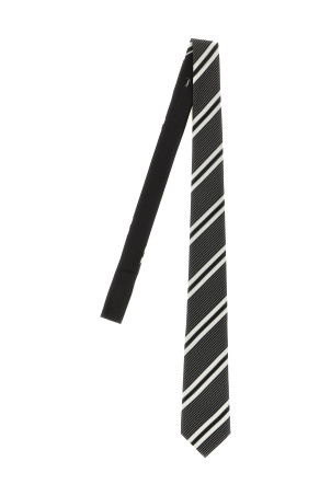 Краватка з діагональними жакардовими смугами, чорно-сіра SAINT LAURENT A002HA3Y0099160