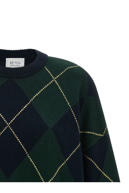 Diamond-shaped crew neck sweater Multicolor