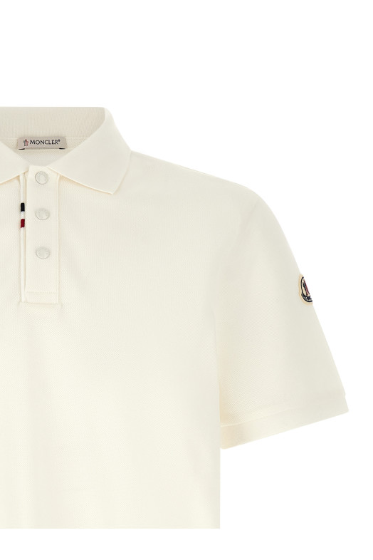 Поло с логотипом в виде нашивки, белого цвета MONCLER L20918A0001789A16034