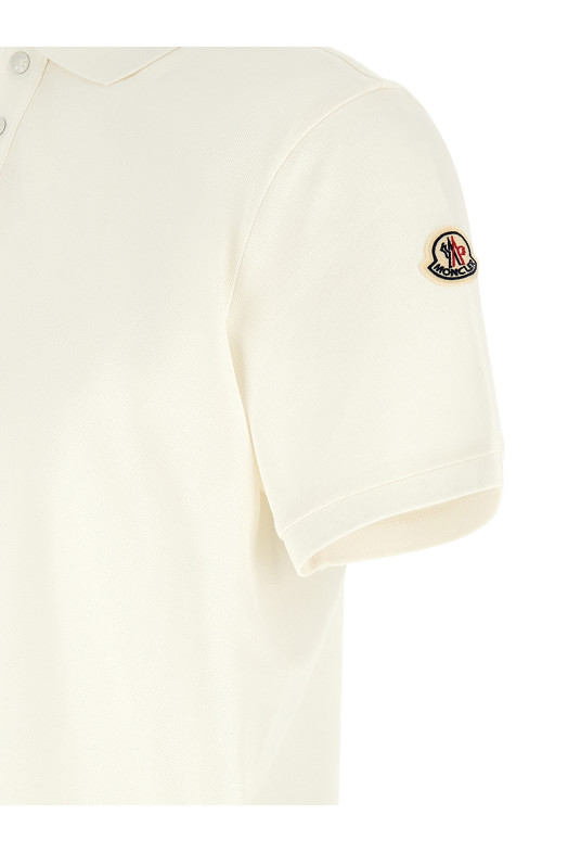 Поло с логотипом в виде нашивки, белого цвета MONCLER L20918A0001789A16034