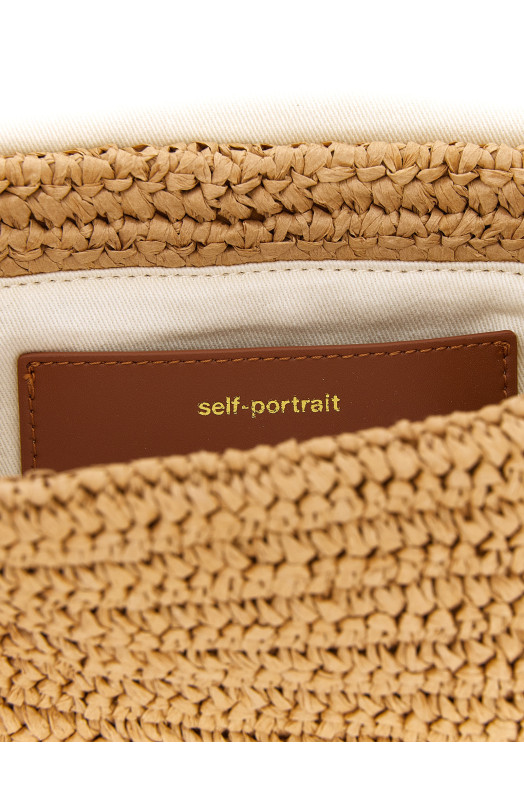 'Raffia bow charm' shoulder bag Beige