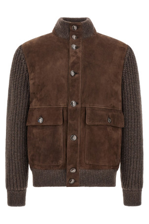 Suede insert jacket Brown