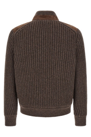 Suede insert jacket Brown