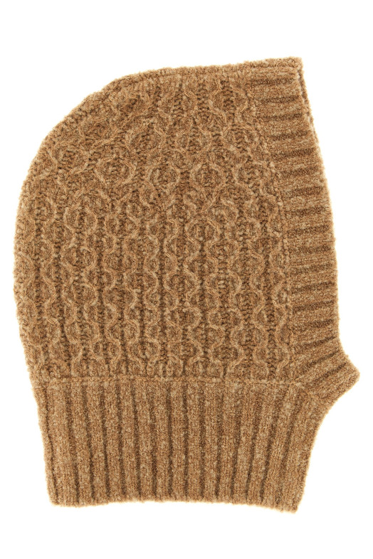 Балаклава, связанная из пряжи с плетением, бежевого цвета MONCLER ENFANT L29543G00007N121822C