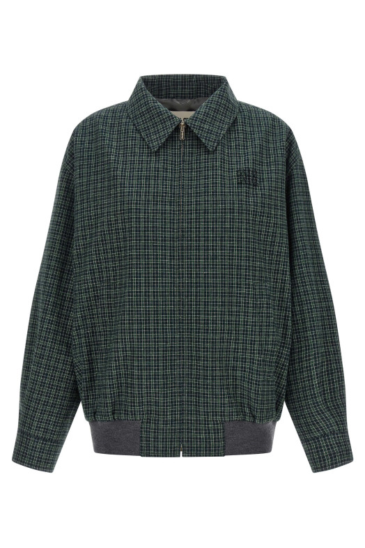 Check cotton blouson Green