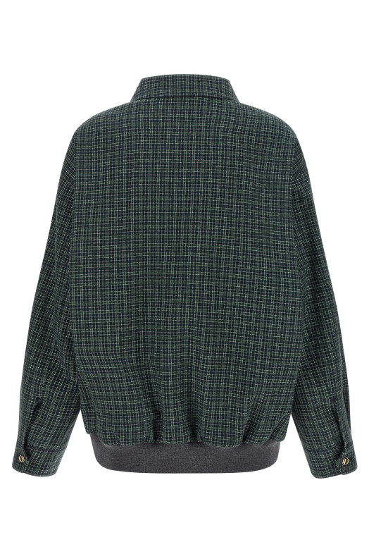 Check cotton blouson Green