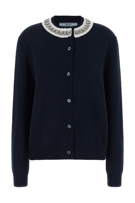 Кардиган с ожерельем «Jewel», синий PRADA P25O51SOOO6556F0008