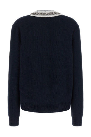 Jewel collar cardigan Blue