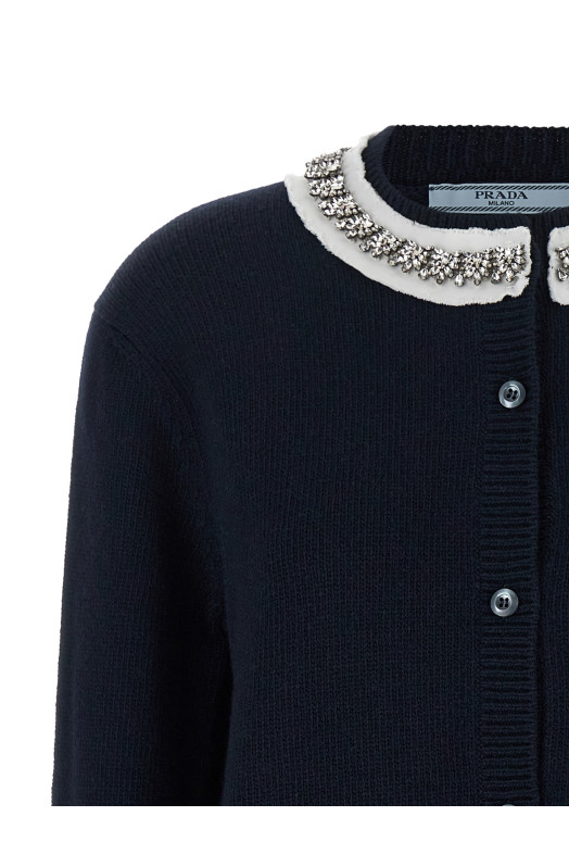 Кардиган с ожерельем «Jewel», синий PRADA P25O51SOOO6556F0008