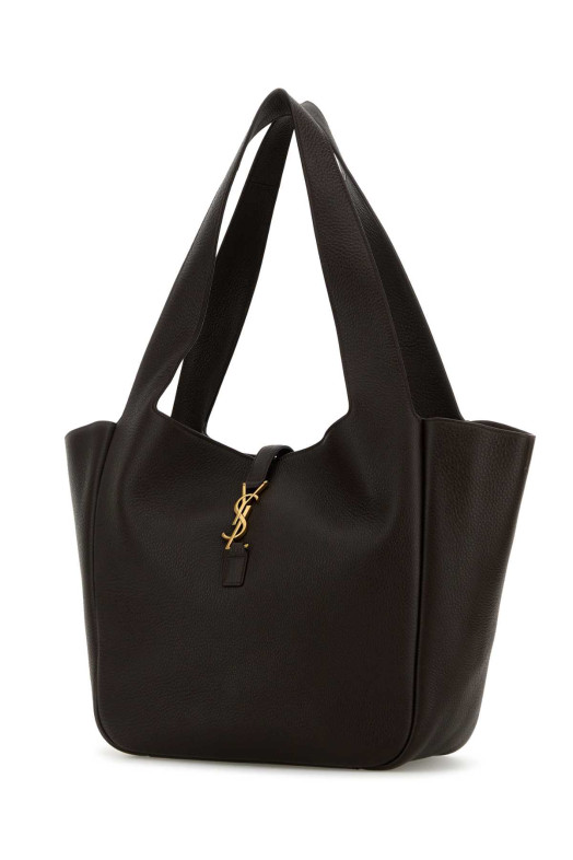 Коричневая кожаная сумка для покупок Le 5 à 7 Bea от SAINT LAURENT (763435AADUU)