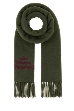 Шарф из шерсти оливково-зеленого цвета VIVIENNE WESTWOOD (81030007W00Q7AAC)