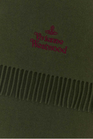 Шарф из шерсти оливково-зеленого цвета VIVIENNE WESTWOOD (81030007W00Q7AAC)