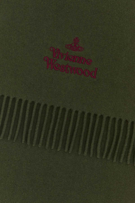 Шарф из шерсти оливково-зеленого цвета VIVIENNE WESTWOOD (81030007W00Q7AAC)