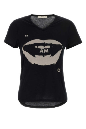 Black cotton t-shirt Black FENDI (FS9805AV06)
