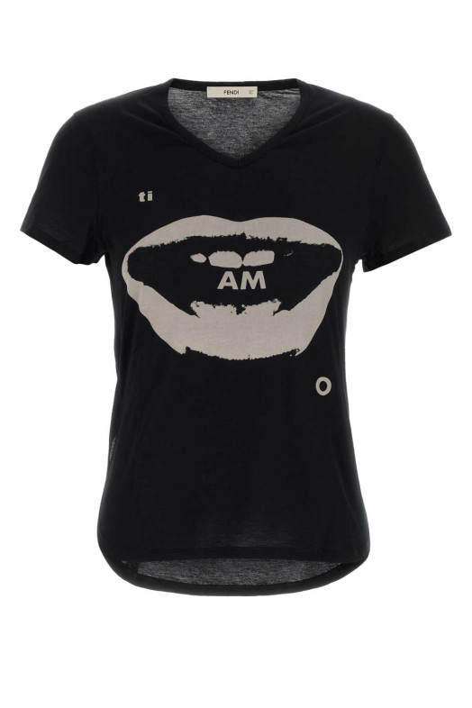 Black cotton t-shirt Black FENDI (FS9805AV06)