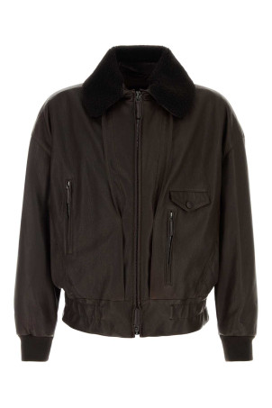 Dark brown leather jacket GIORGIO ARMANI (GM004415AF30055)