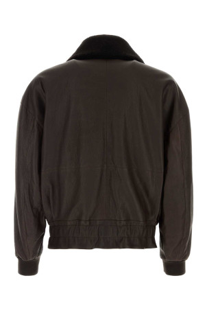 Dark brown leather jacket GIORGIO ARMANI (GM004415AF30055)