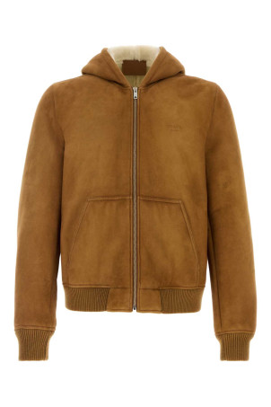 Camel shearling jacket PRADA (UPW638SOOO6157)