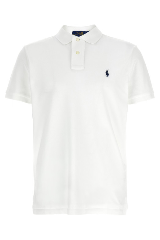 Поло с вышитым логотипом, белого цвета POLO RALPH LAUREN 710666998002