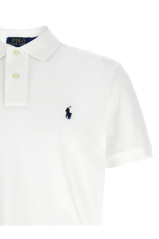 Поло с вышитым логотипом, белого цвета POLO RALPH LAUREN 710666998002