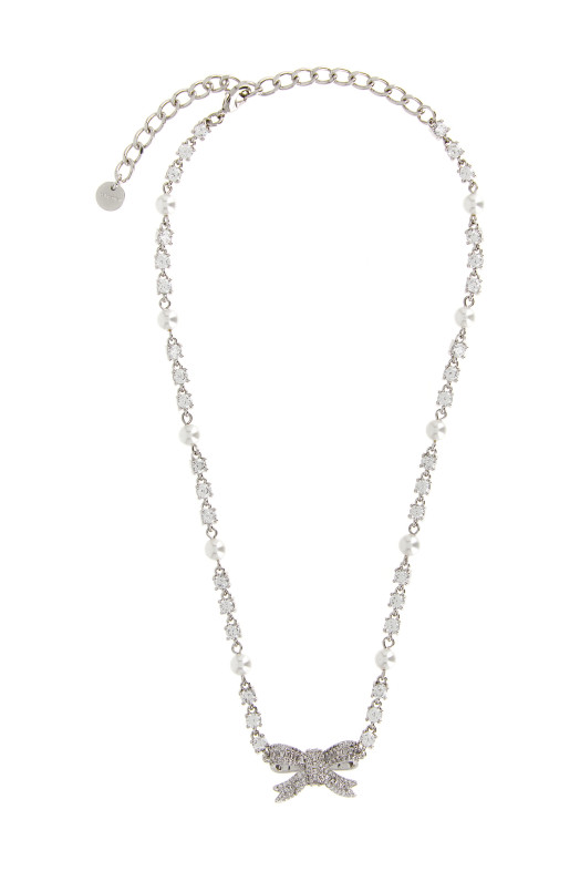 Ожерелье «Crystal Pearl Bow», серебро AW26604NSLSILVER