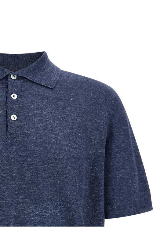 Linen cotton polo shirt Blue