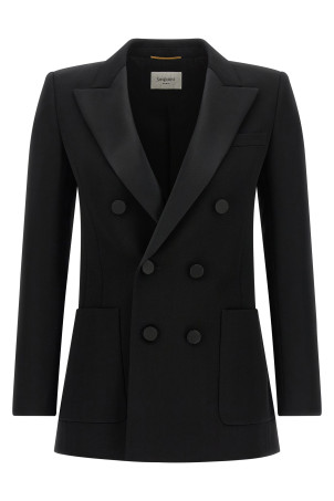 Satin lapel blazer Black