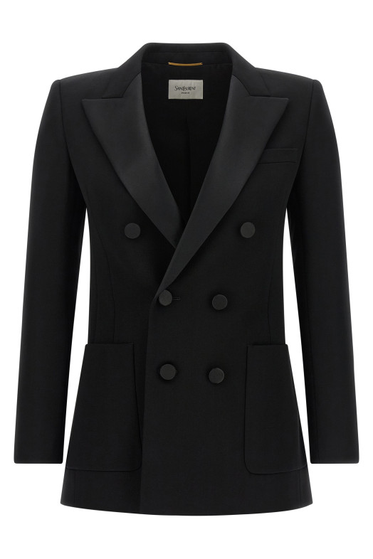 Satin lapel blazer Black