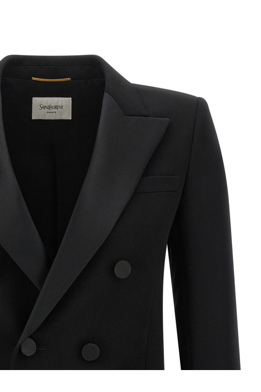 Satin lapel blazer Black
