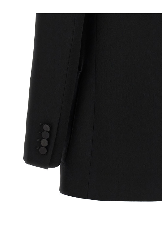 Satin lapel blazer Black