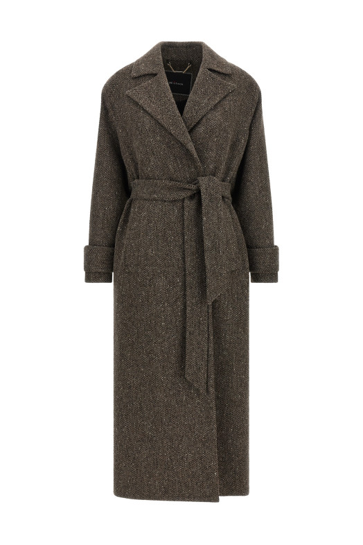 Chevron wool coat Brown