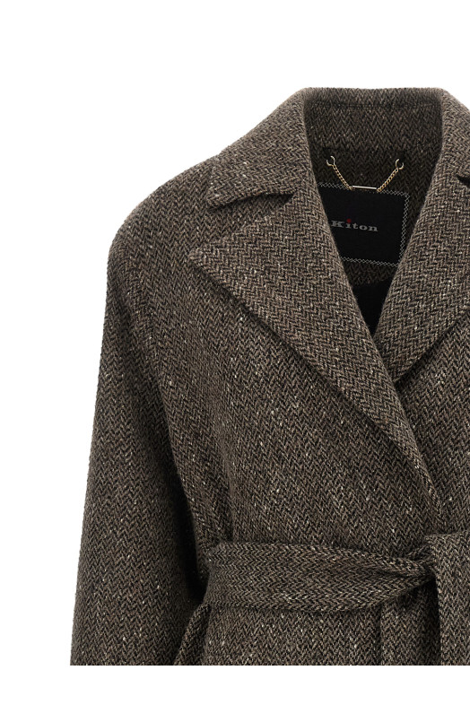 Chevron wool coat Brown