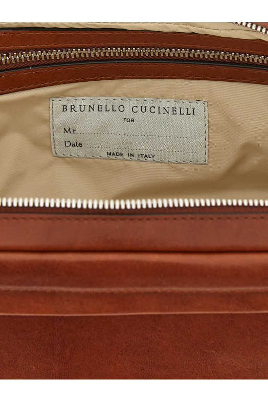 Красота винтажной кожи коричневого цвета BRUNELLO CUCINELLI MWSHBU334C9186