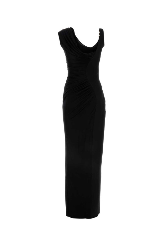 Black satin long dress VERSACE (10141271A00572)