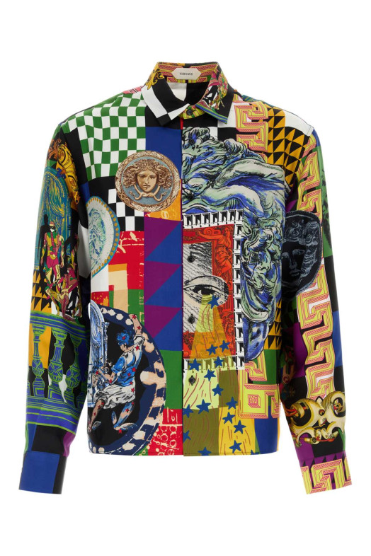 INFORMAL SHIRT SILK TWILL PRINT MEDUSA COLLAGE VERSACE (10245201A19270)