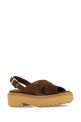 Коричневые замшевые сандалии PRADA (1X229OF055054)