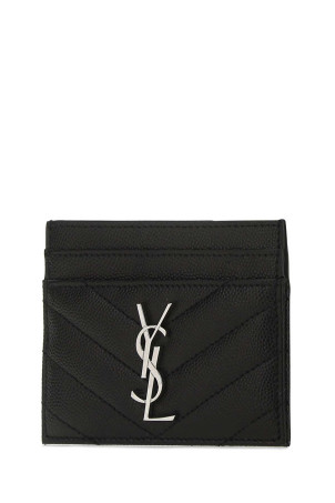 Black leather card holder Black SAINT LAURENT (423291BOW02)