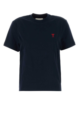 Midnight blue cotton t-shirt Fuchsia AMI (BFUTS035724)