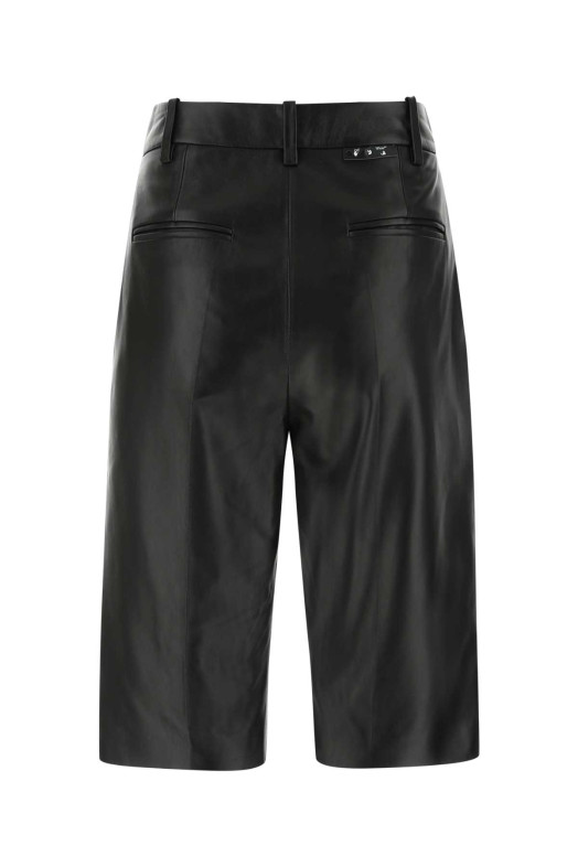 Black leather bermuda shorts Black OFF WHITE (OWJF004F21LEA001)
