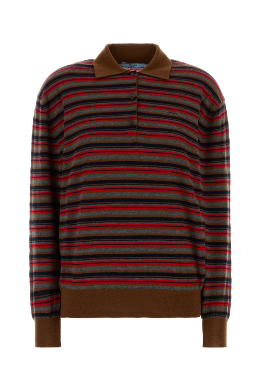 Embroidered cashmere polo shirt PRADA (P24F3NSOOO6220)