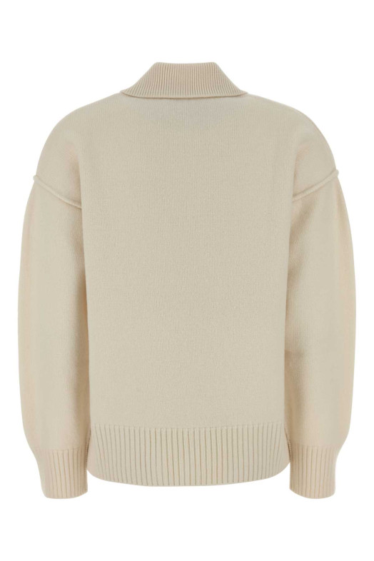 Ivory wool polo shirt Blue AMI (UPL409018)